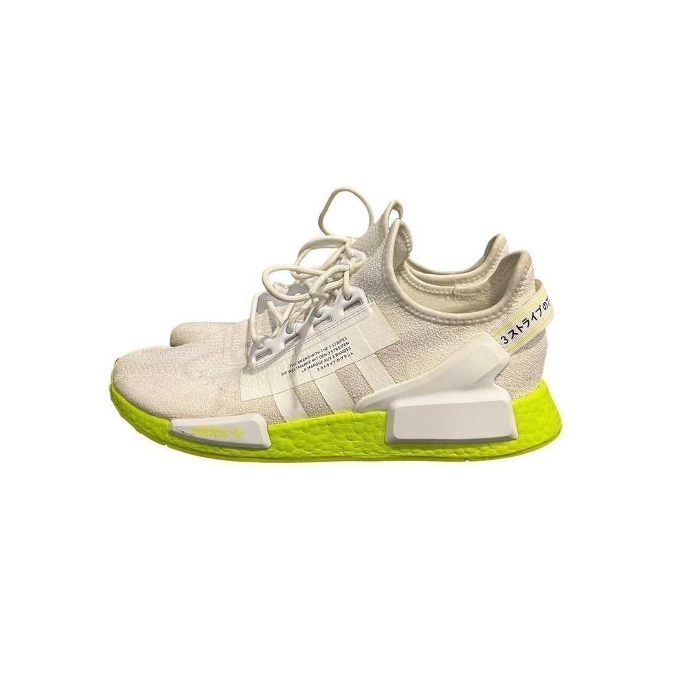 Adidas NMD R1 V2 Mens Size 12 White Neon Green Sneakers Trainers